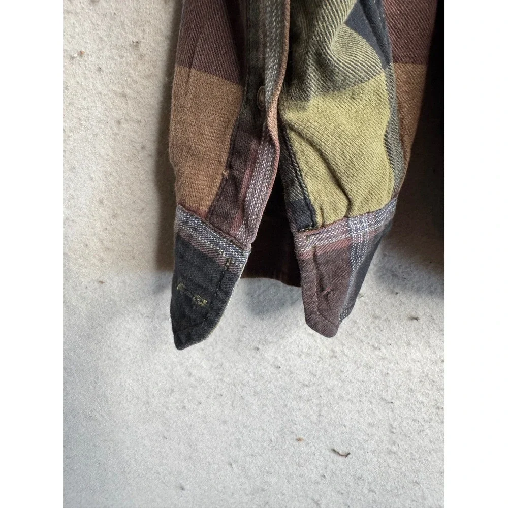 Levis Mens Plaid Sherpa Lined Flannel Shirt Jacket Brown Green Medium 3LDLW11051
